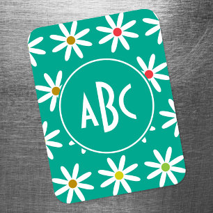 Monogramm der aquamarinen Daisy Dots Magnet