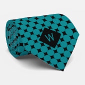 Monogramm der aquamarinen Geschäftskreise Krawatte (Gerollt)