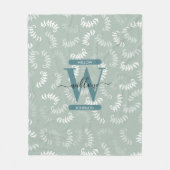 Monogramm der aquamarinen grünen botanischen Blätt Fleecedecke (Vorderseite)