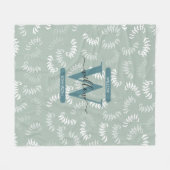 Monogramm der aquamarinen grünen botanischen Blätt Fleecedecke (Vorderseite (Horizontal))