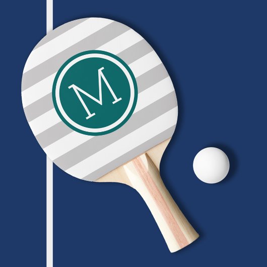 Monogramm der Aquamarinen Preppy-Streifen in Grau Tischtennis Schläger
