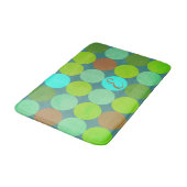 Monogramm der Aquamarinen Zitronen- und Rostkreise Badematte (Schrägansicht)