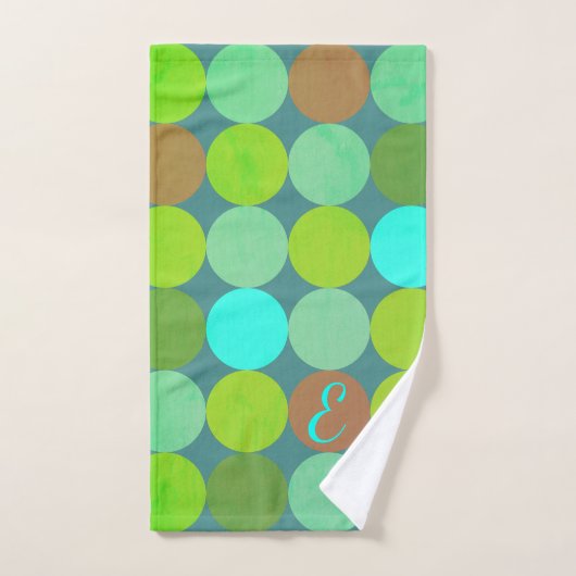 Monogramm der Aquamarinen Zitronen- und Rostkreise Badhandtuch Set (Handtuch)