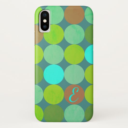 Monogramm der Aquamarinen Zitronen- und Rostkreise Case-Mate iPhone Hülle (Rückseite)