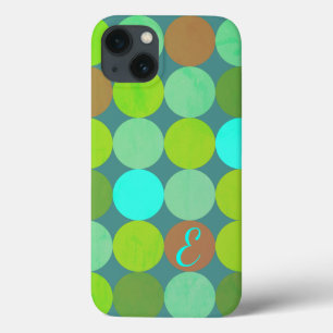 Monogramm der Aquamarinen Zitronen- und Rostkreise iPhone 13 Hülle
