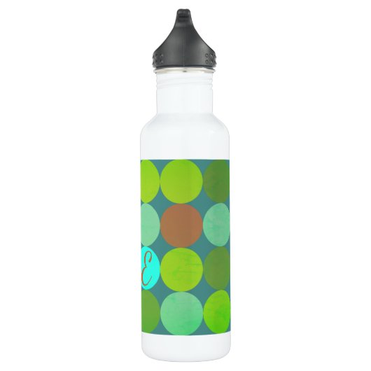 Monogramm der Aquamarinen Zitronen- und Rostkreise Edelstahlflasche (Rechts)