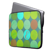 Monogramm der Aquamarinen Zitronen- und Rostkreise Laptopschutzhülle (Vorderseite Links)