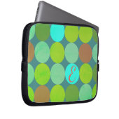 Monogramm der Aquamarinen Zitronen- und Rostkreise Laptopschutzhülle (Vorne Rechts)