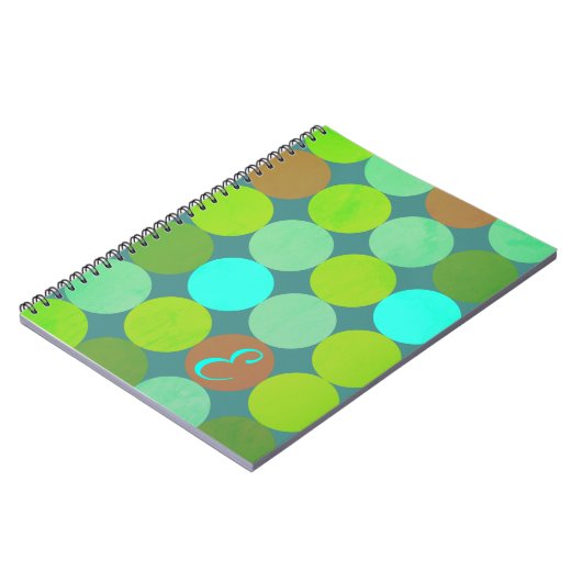 Monogramm der Aquamarinen Zitronen- und Rostkreise Notizblock (Linke Seite)