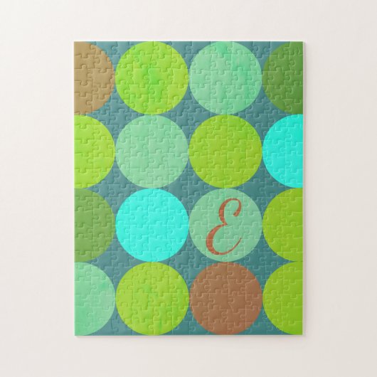 Monogramm der Aquamarinen Zitronen- und Rostkreise Puzzle (Vertikal)