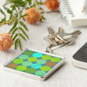 Monogramm der Aquamarinen Zitronen- und Rostkreise Schlüsselanhänger (Seite)