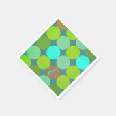 Monogramm der Aquamarinen Zitronen- und Rostkreise Serviette (Ecke)