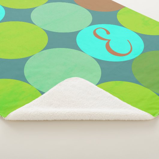 Monogramm der Aquamarinen Zitronen- und Rostkreise Sherpadecke (3/4)