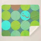 Monogramm der Aquamarinen Zitronen- und Rostkreise Sherpadecke (Vorderseite (Horizontal))