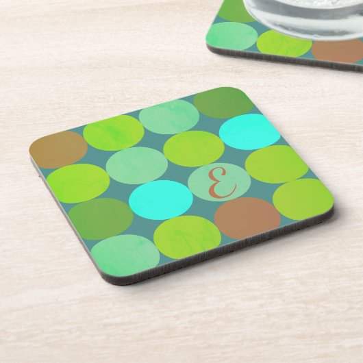 Monogramm der Aquamarinen Zitronen- und Rostkreise Untersetzer (Linke Seite)