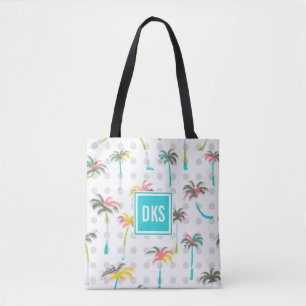 Monogramm der Aquarell-Palme- Tasche