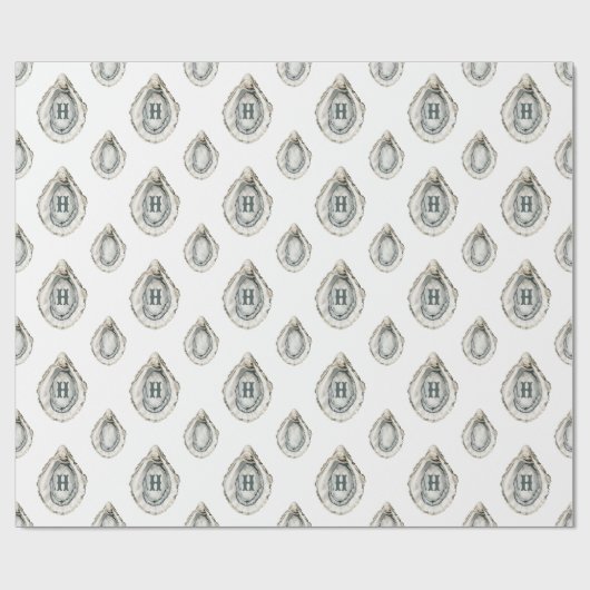 Monogramm der Austern der Wasserfarbe Geschenkpapier (Flach)