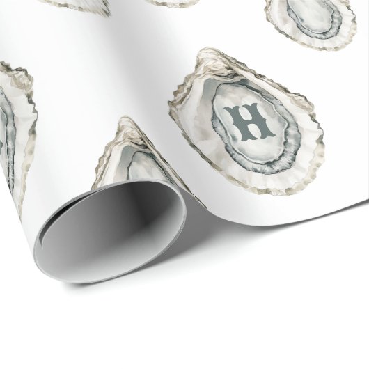 Monogramm der Austern der Wasserfarbe Geschenkpapier (Rolleneckpunkt)