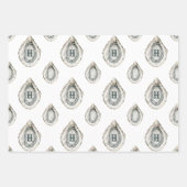 Monogramm der Austern der Wasserfarbe Geschenkpapier Set (Vorderseite)