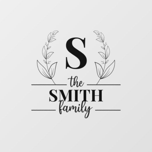 Monogramm der benutzerdefinierten Familie Fensteraufkleber (Blatt)