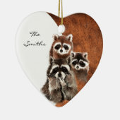 Monogramm der benutzerdefinierten Familie, Raccoon Keramikornament (Rechts)