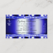 Monogramm der blauen blauen Glitzer-Sparkle-Sterne Visitenkarte (Rückseite)