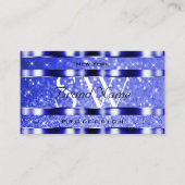 Monogramm der blauen blauen Glitzer-Sparkle-Sterne Visitenkarte (Vorderseite)