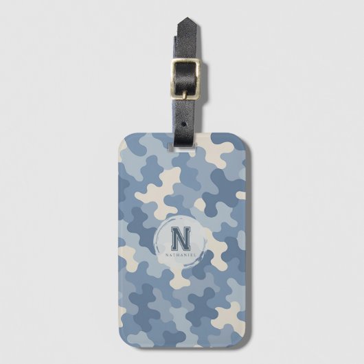 Monogramm der blauen Camouflage Gepäckanhänger (Vorderseite Vertikal)