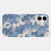 Monogramm der blauen Camouflage iPhone Hülle (Rückseite (Horizontal))