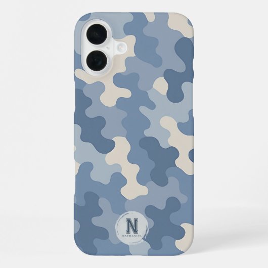 Monogramm der blauen Camouflage iPhone Hülle (Rückseite)