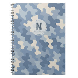 Monogramm der blauen Camouflage Notizblock