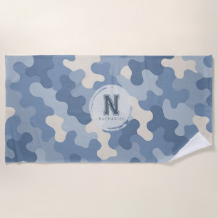 Monogramm der blauen Camouflage Strandtuch