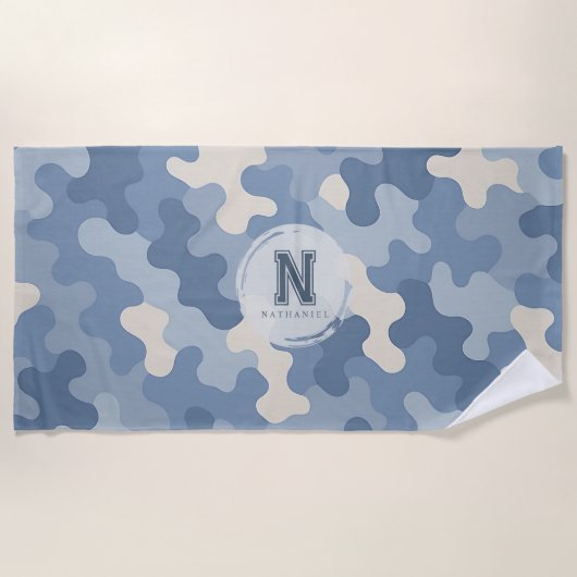 Monogramm der blauen Camouflage Strandtuch (Vorderseite)
