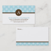 Monogramm der blauen Polka-Dots Telefonnummerkarte (Vorne/Hinten)
