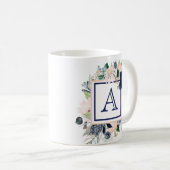 Monogramm der blauen Rose Kaffeetasse (VorderseiteRechts)
