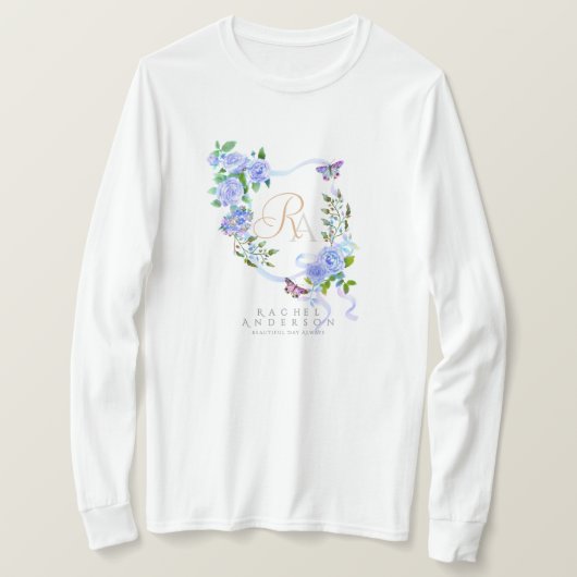 Monogramm der blauen Rose T-Shirt (Design vorne)
