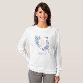 Monogramm der blauen Rose T-Shirt (Vorne ganz)