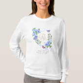 Monogramm der blauen Rose T-Shirt (Vorderseite)