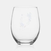 Monogramm der blauen Rose Weinglas Ohne Stiel (Rückseite)