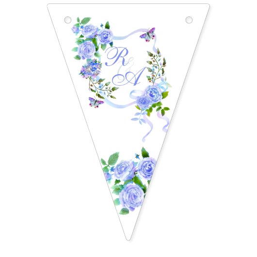 Monogramm der blauen Rose Wimpelkette (Zweite Fahne)