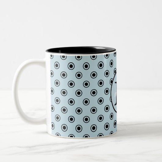 Monogramm der blauen schwarzen Punkte Zweifarbige Tasse (Links)