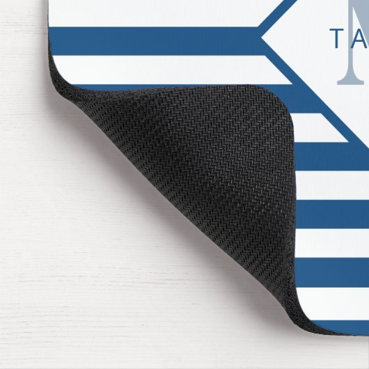 Monogramm der blauen Streifen Mousepad (Ecke)