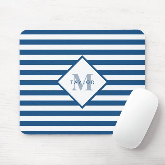 Monogramm der blauen Streifen Mousepad (Mit Mouse)