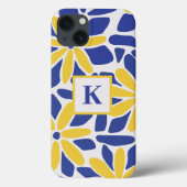 Monogramm der blauen und gelben Blume Case-Mate iPhone Hülle (Rückseite)