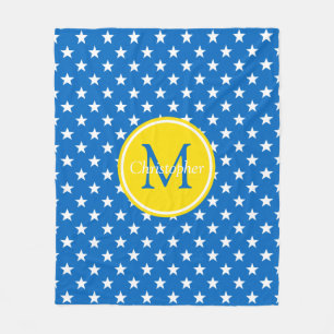 Monogramm der blauen und gelben Stars für Schulta Fleecedecke