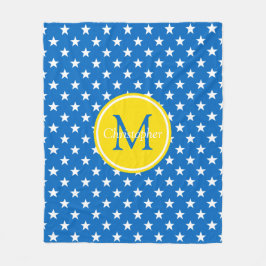 Monogramm der blauen und gelben Stars für Schultag Fleecedecke