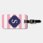 Monogramm der blauen und rosa Streifen Gepäckanhänger (Vorderseite horizontal)