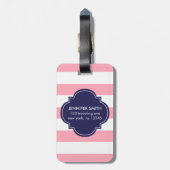 Monogramm der blauen und rosa Streifen Gepäckanhänger (Rückseite vertikal)