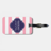 Monogramm der blauen und rosa Streifen Gepäckanhänger (Rückseite horizontal)