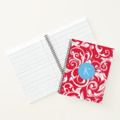 Monogramm der blauen und roten Blätter Notizbuch (Innenseite)